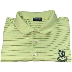 St Andrews Links Collection By Marbas Yellow Striped golf Polo Shirt Mens Sz XL